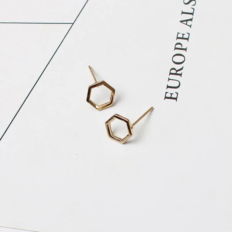 Simple Fashion Geometric Hexagon Stud Earrings