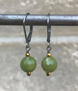 Simple Jade Faceted Earrings