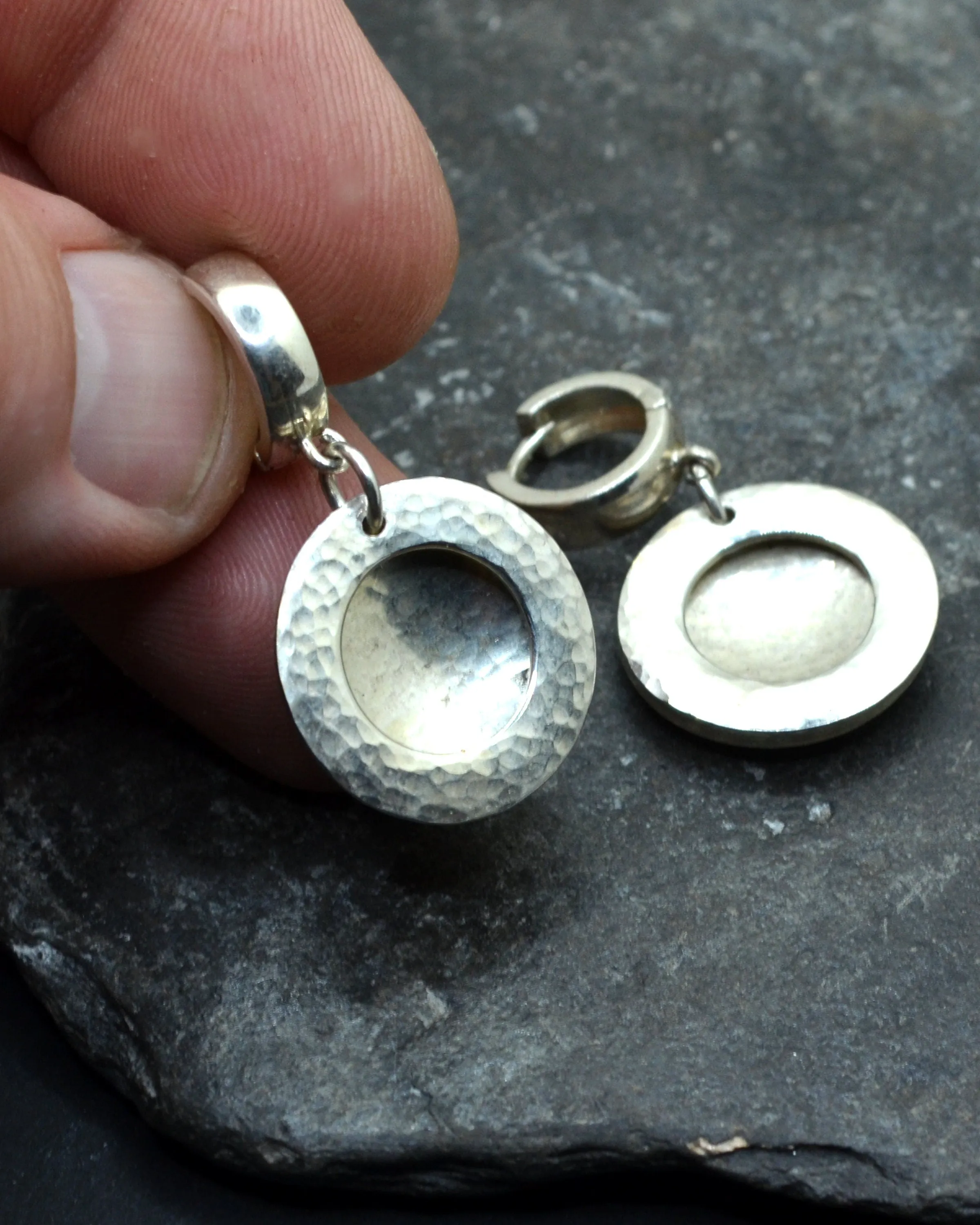 Simple large silver hammered