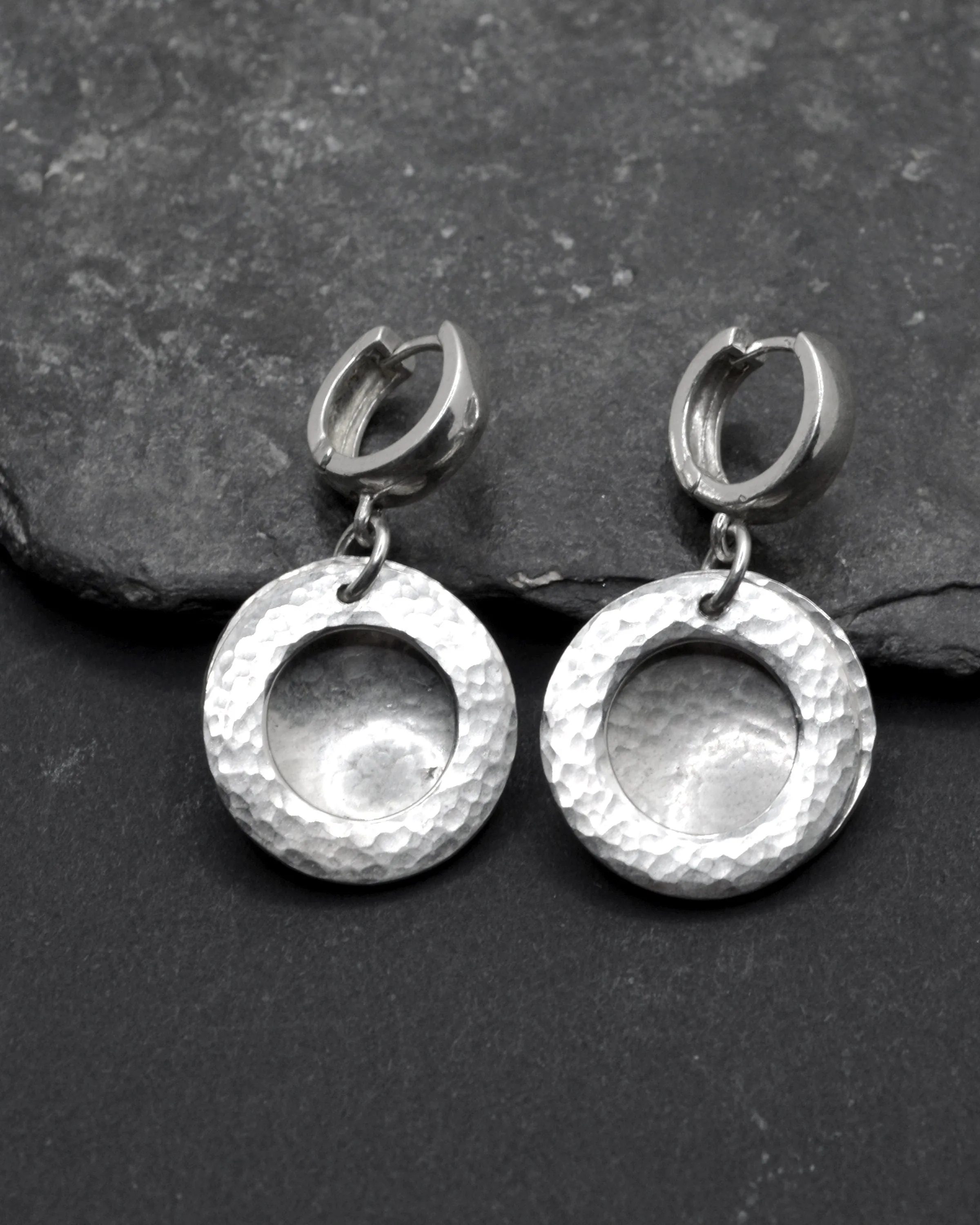 Simple large silver hammered