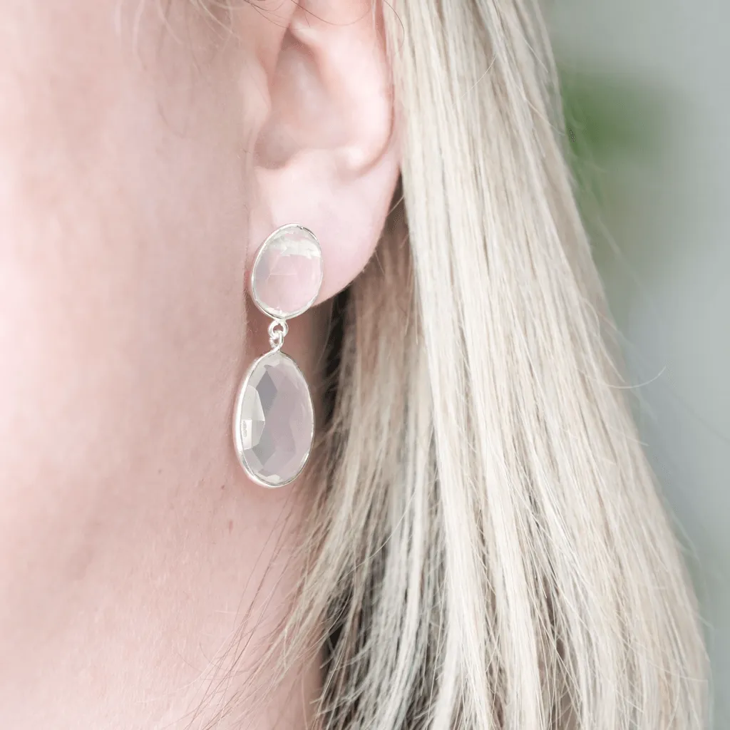 Simple Rose Quartz Statement Earrings