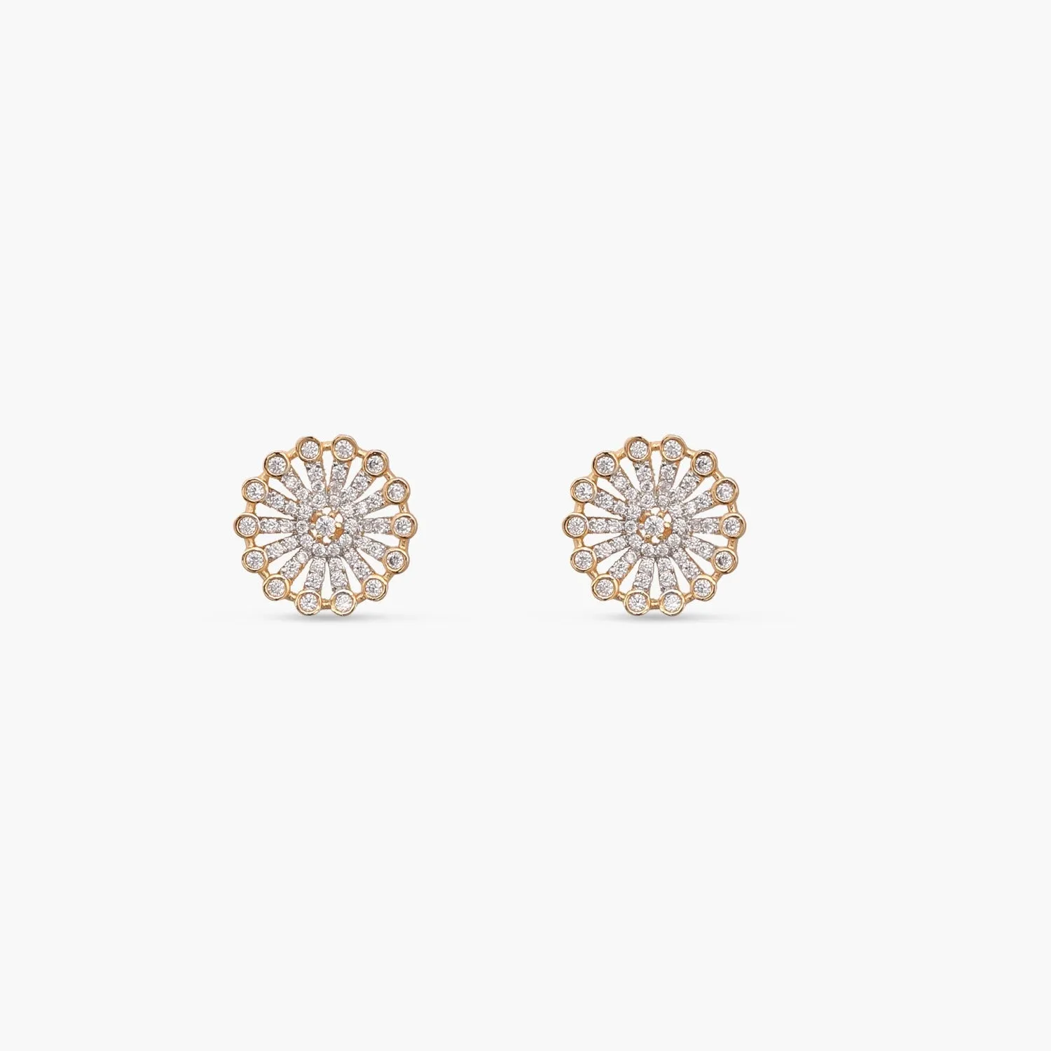 Simple Wheel CZ Stud Earrings