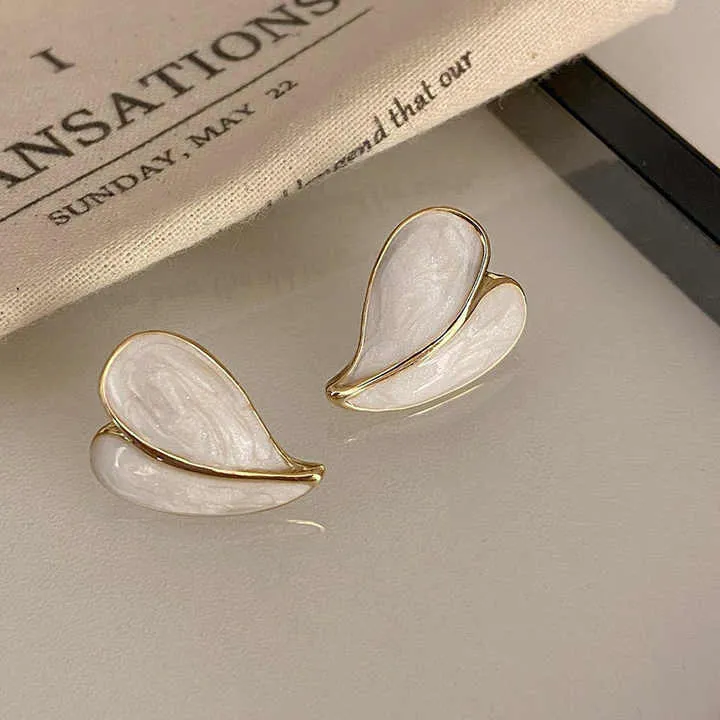 Simple White Heart Earring