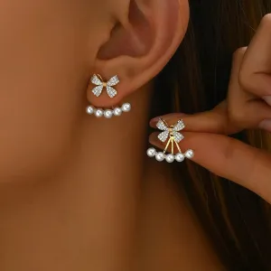 Simple Zircon Bow Earrings