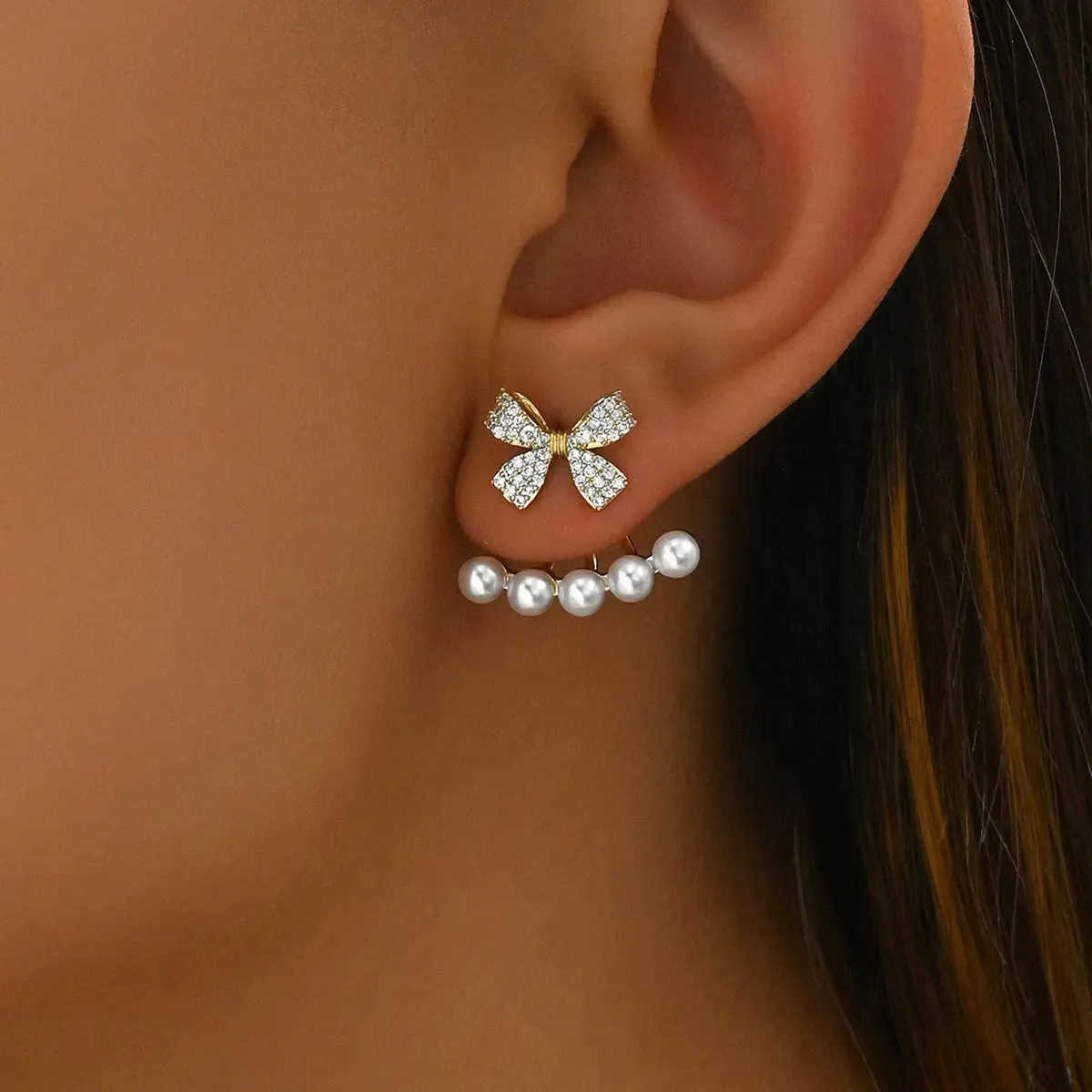 Simple Zircon Bow Earrings