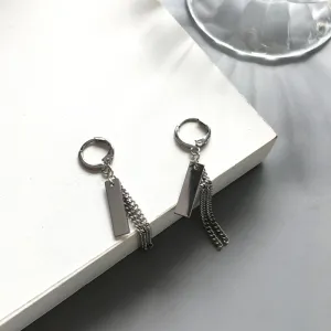 Sliver Bar & Chain Earrings