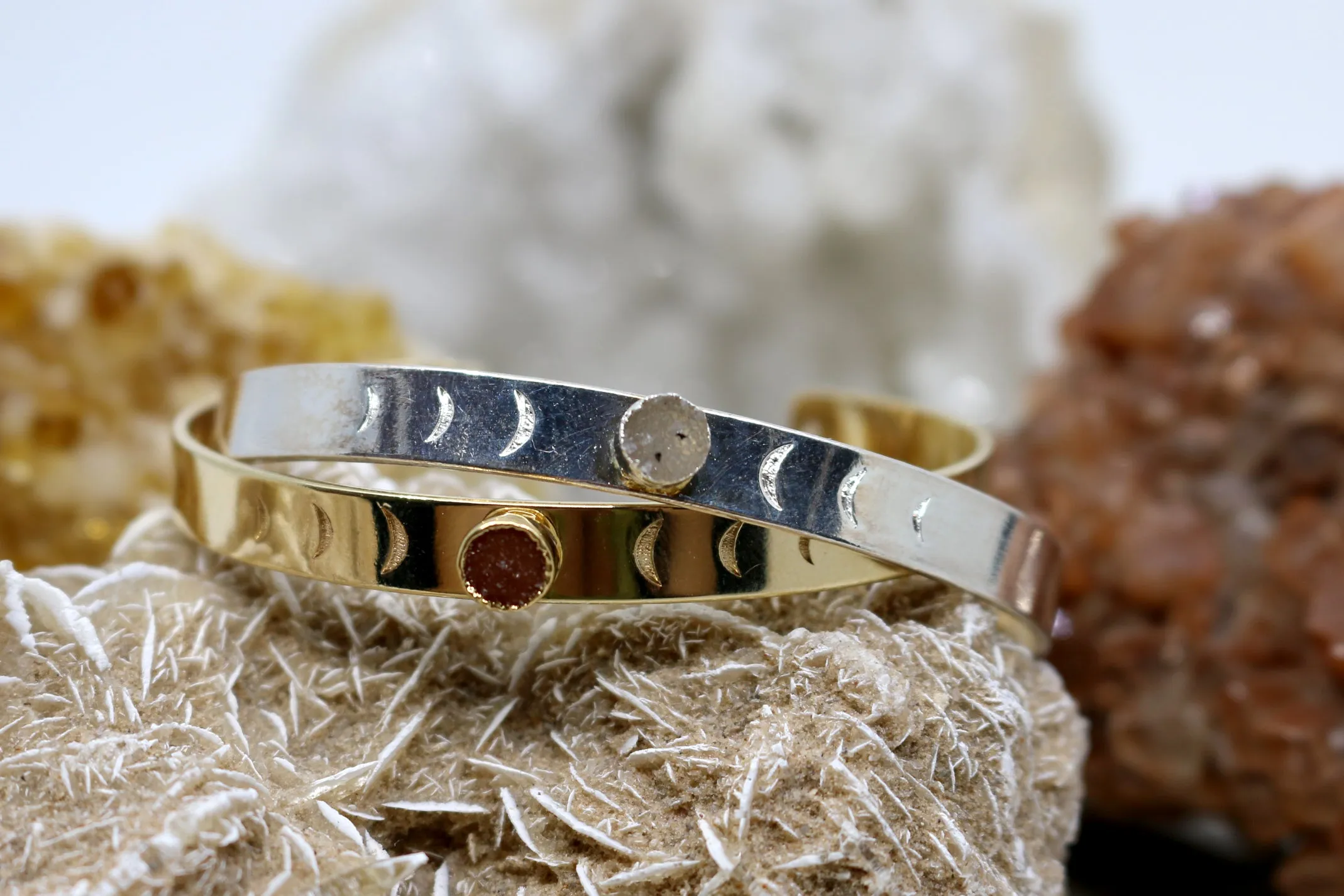 Stella // Moon Phase Druzy Bracelet, Silver or Gold, Healing Stone // BH-B022