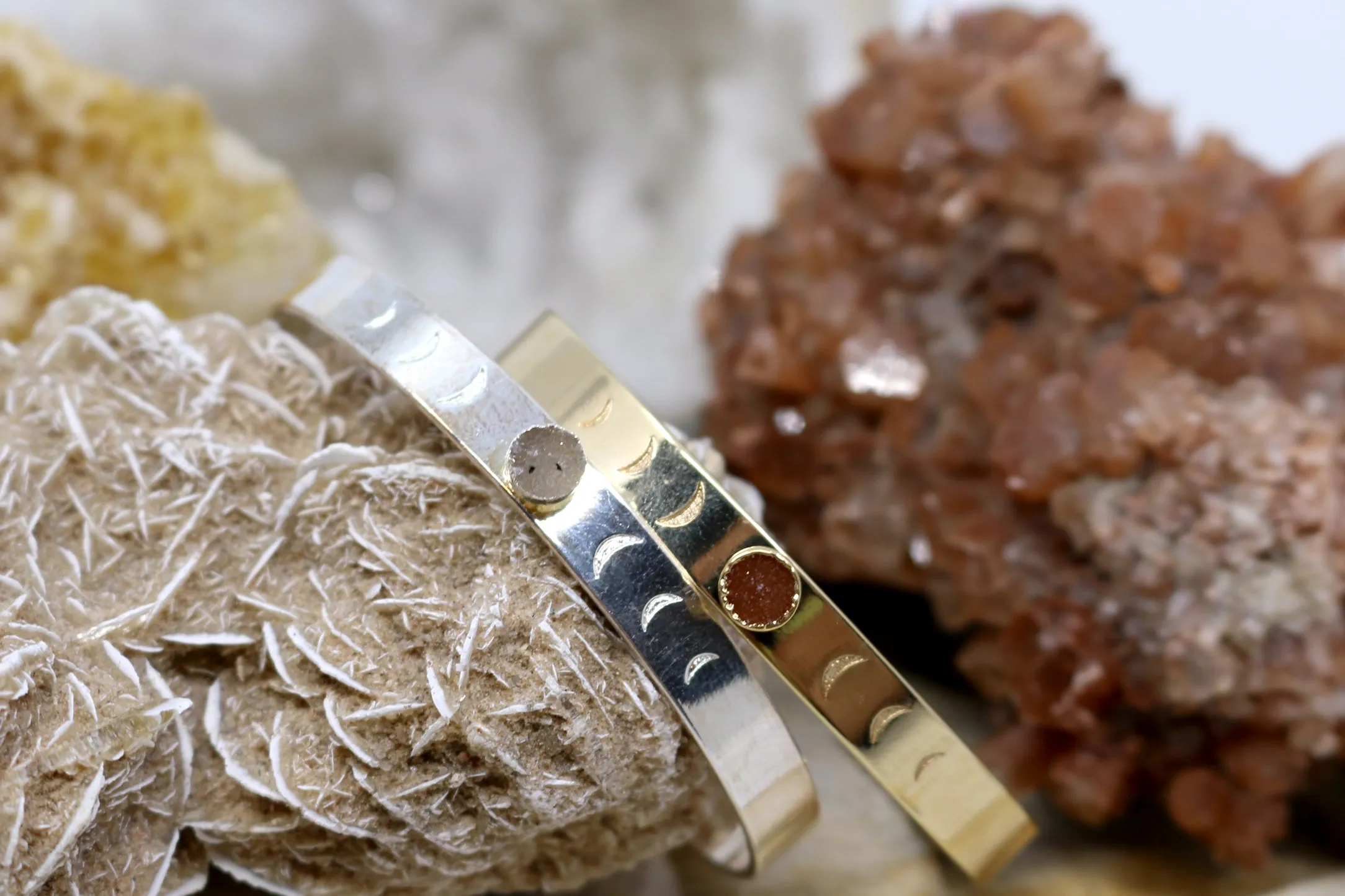 Stella // Moon Phase Druzy Bracelet, Silver or Gold, Healing Stone // BH-B022