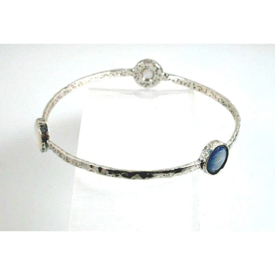 Sterling Silver Bangle Bracelet Gemstones or Roman Glass, Bracelets for Woman,  Silver Bangles