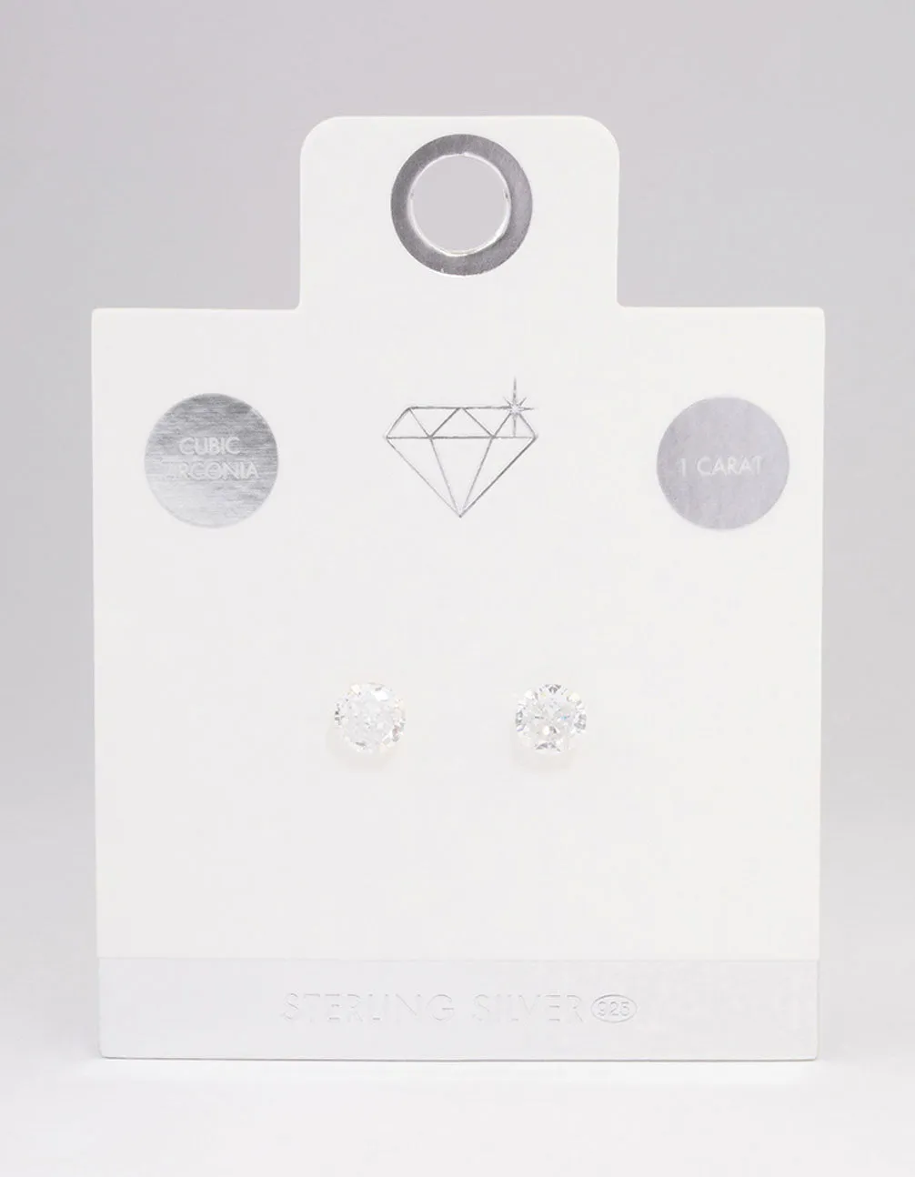 Sterling Silver Cubic Zirconia Simple Stud Earrings