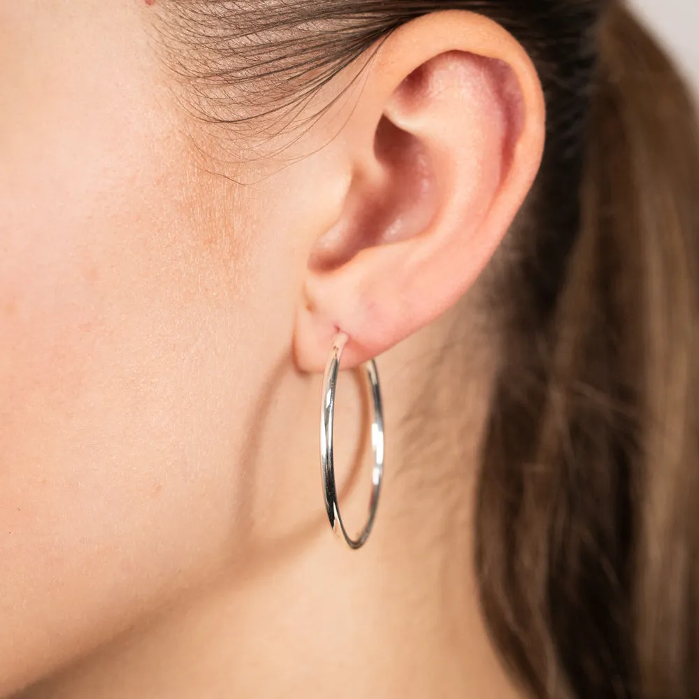 Sterling Silver Plain 30mm Sleeper Earring