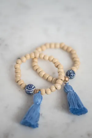 The Elliotborough Tassel Bracelet In Cornflower Blue