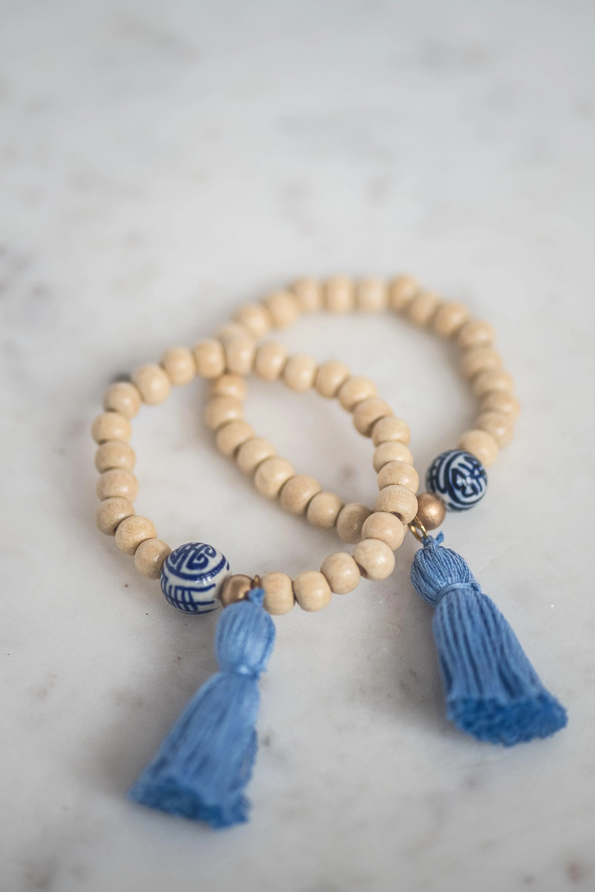 The Elliotborough Tassel Bracelet In Cornflower Blue