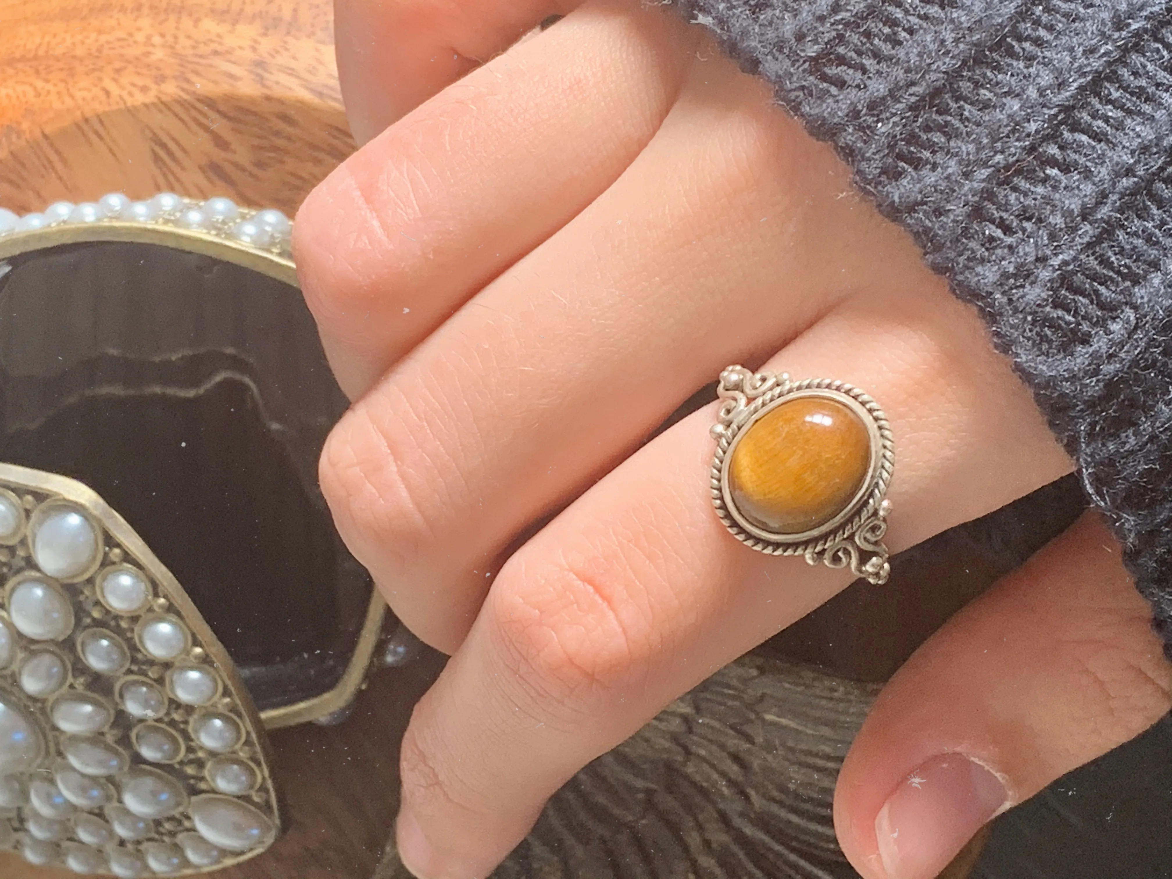 Tiger’s Eye Aleta Ring (US 8)