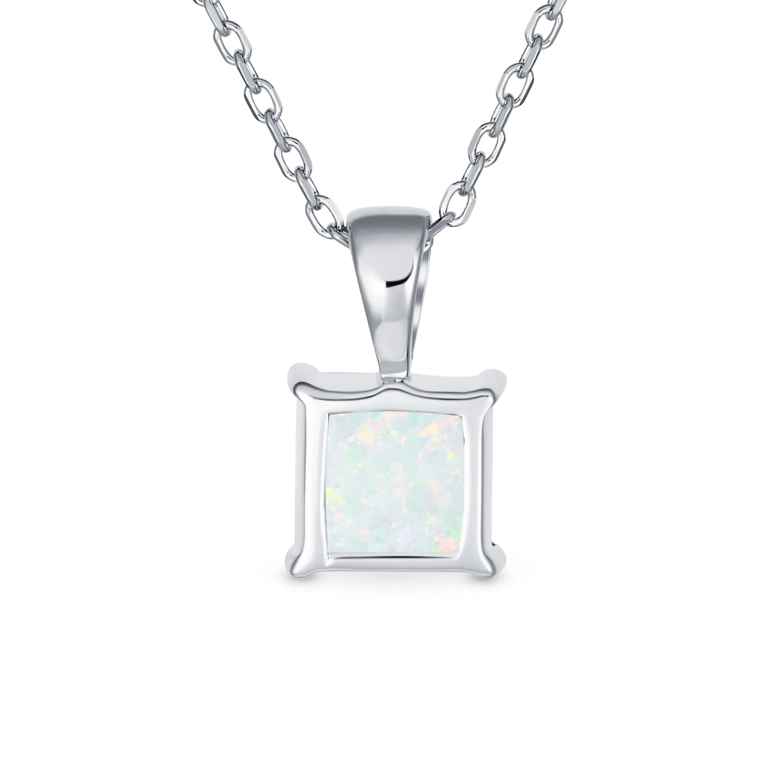 Traditional Dainty Opal Gemstone Pendant Necklace 14K Gold Plated Sterling Silver