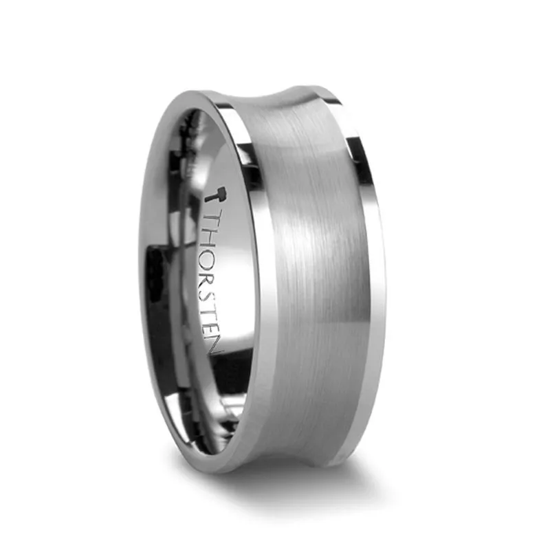 TREVICO | Silver Tungsten Ring, Concave, Brushed