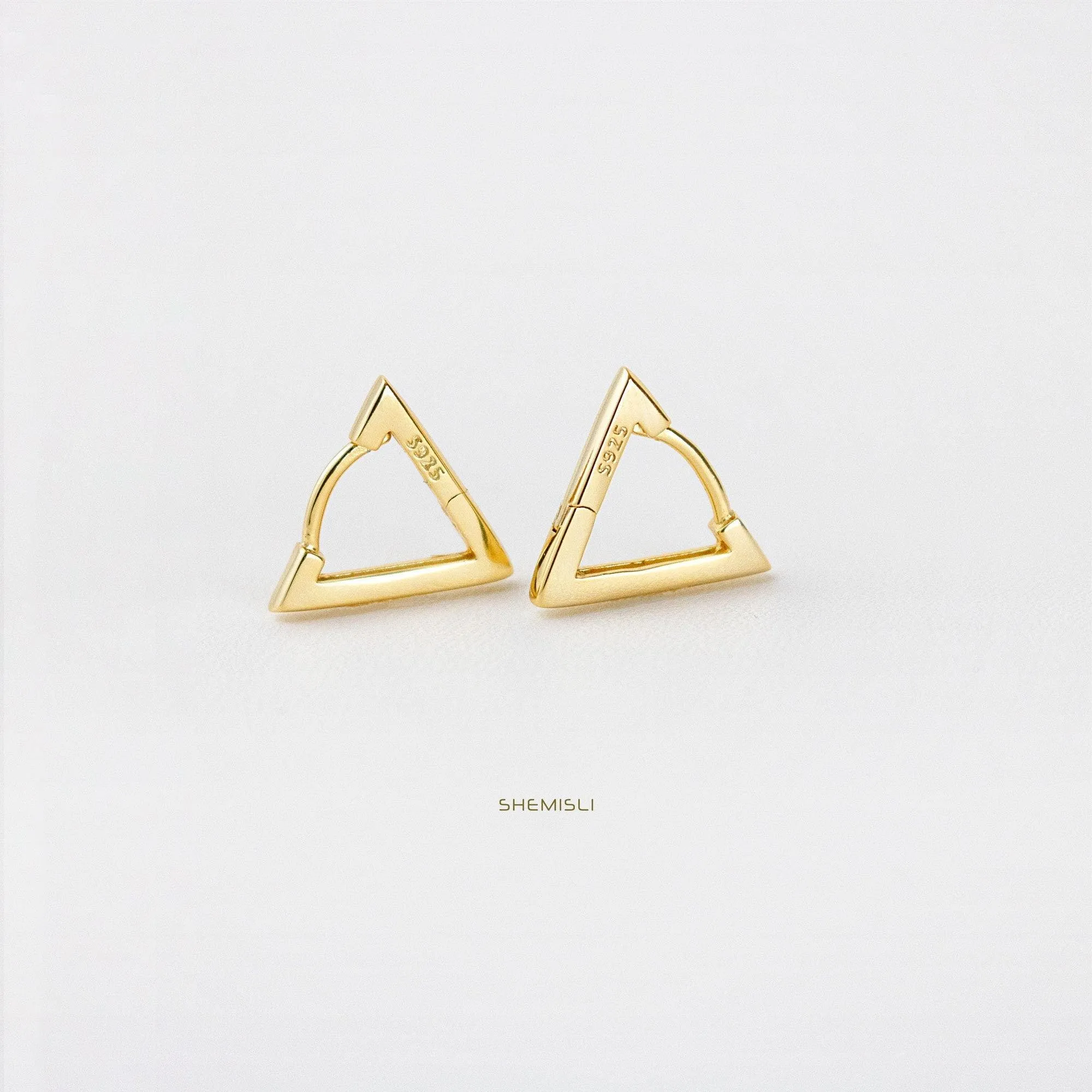 Triangle Hoop Earrings, Gold, Silver SHEMISLI SH029