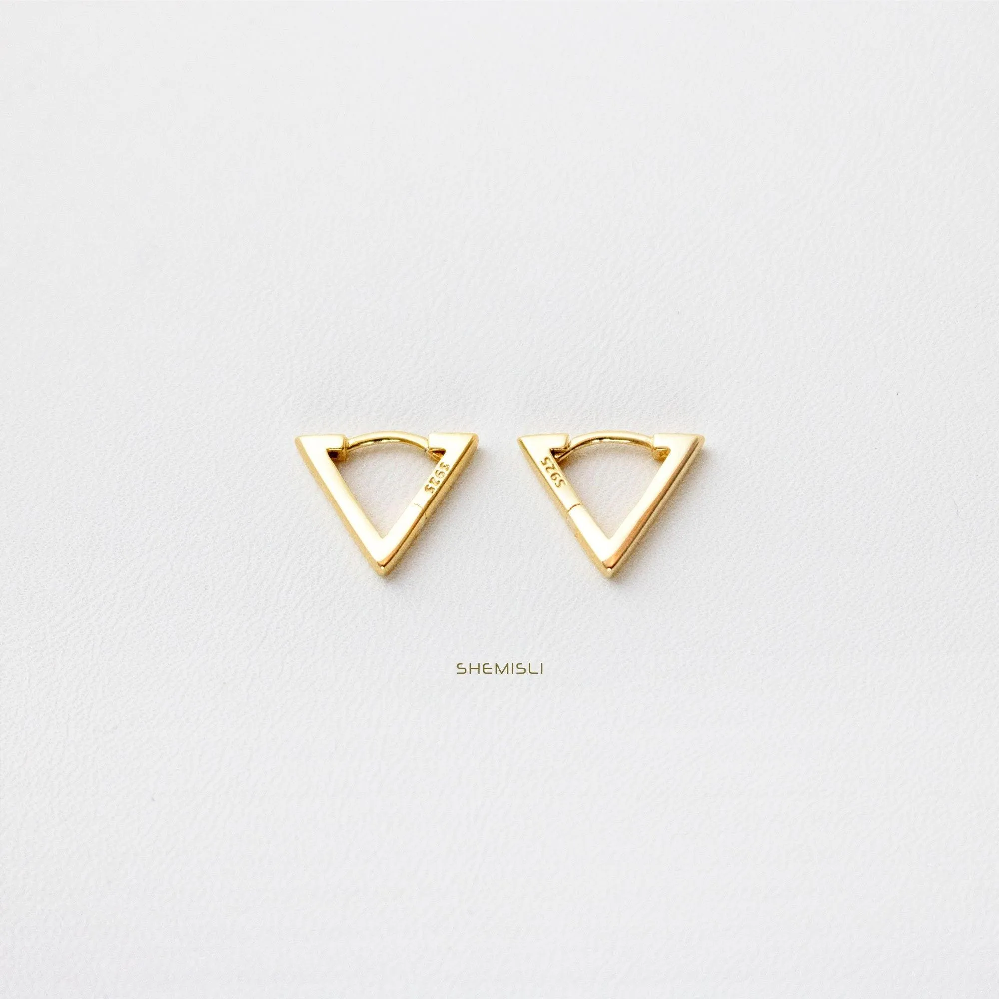 Triangle Hoop Earrings, Gold, Silver SHEMISLI SH029