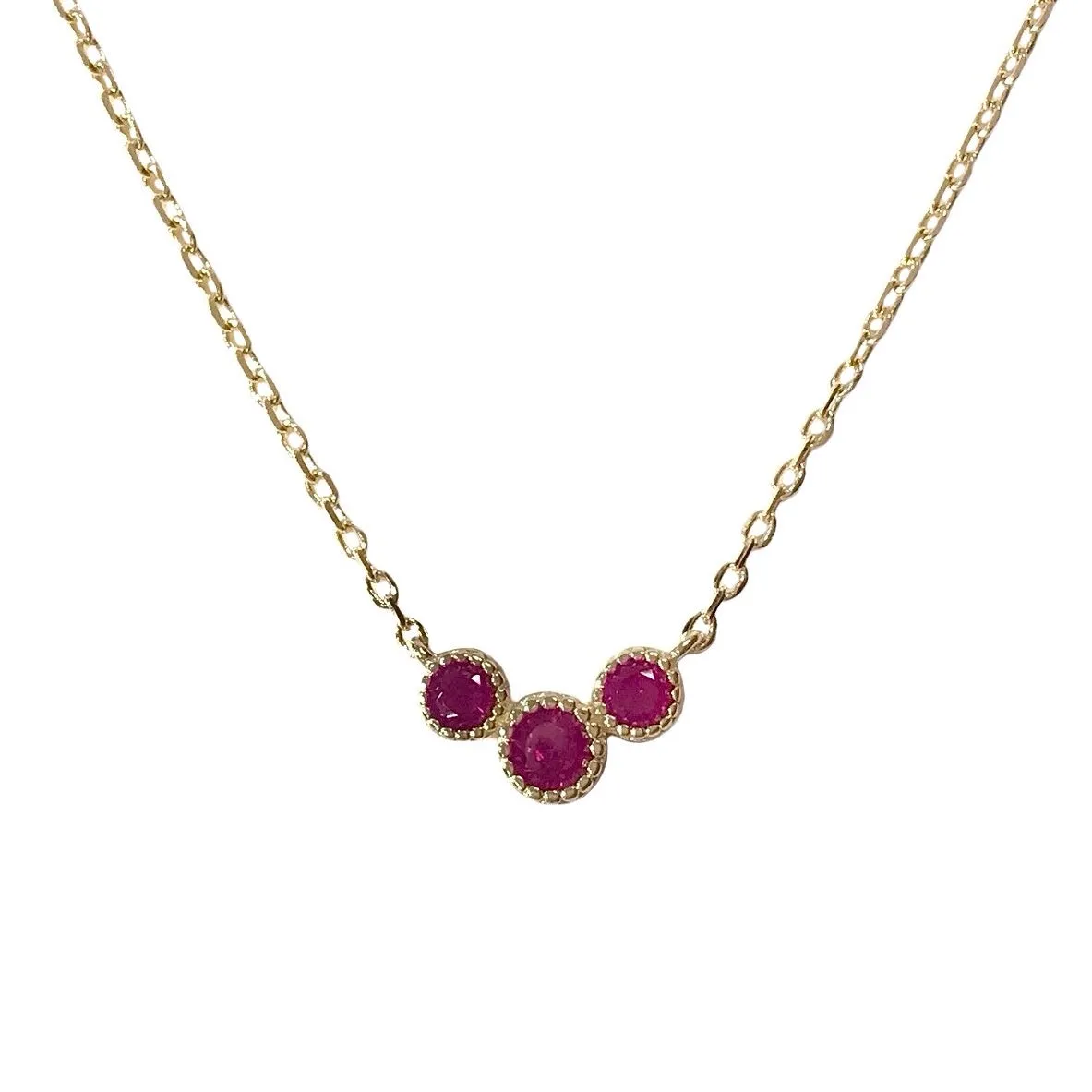 Triple Bezel Birthstone Cluster Necklace