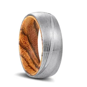 UMBER | Bocote Wood, Silver Damascus Steel, Domed