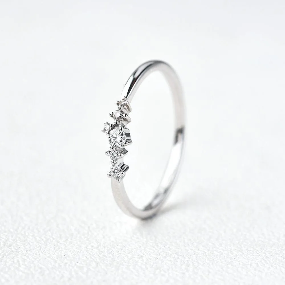 Unique Floral Snowflake Band White Gold Ring