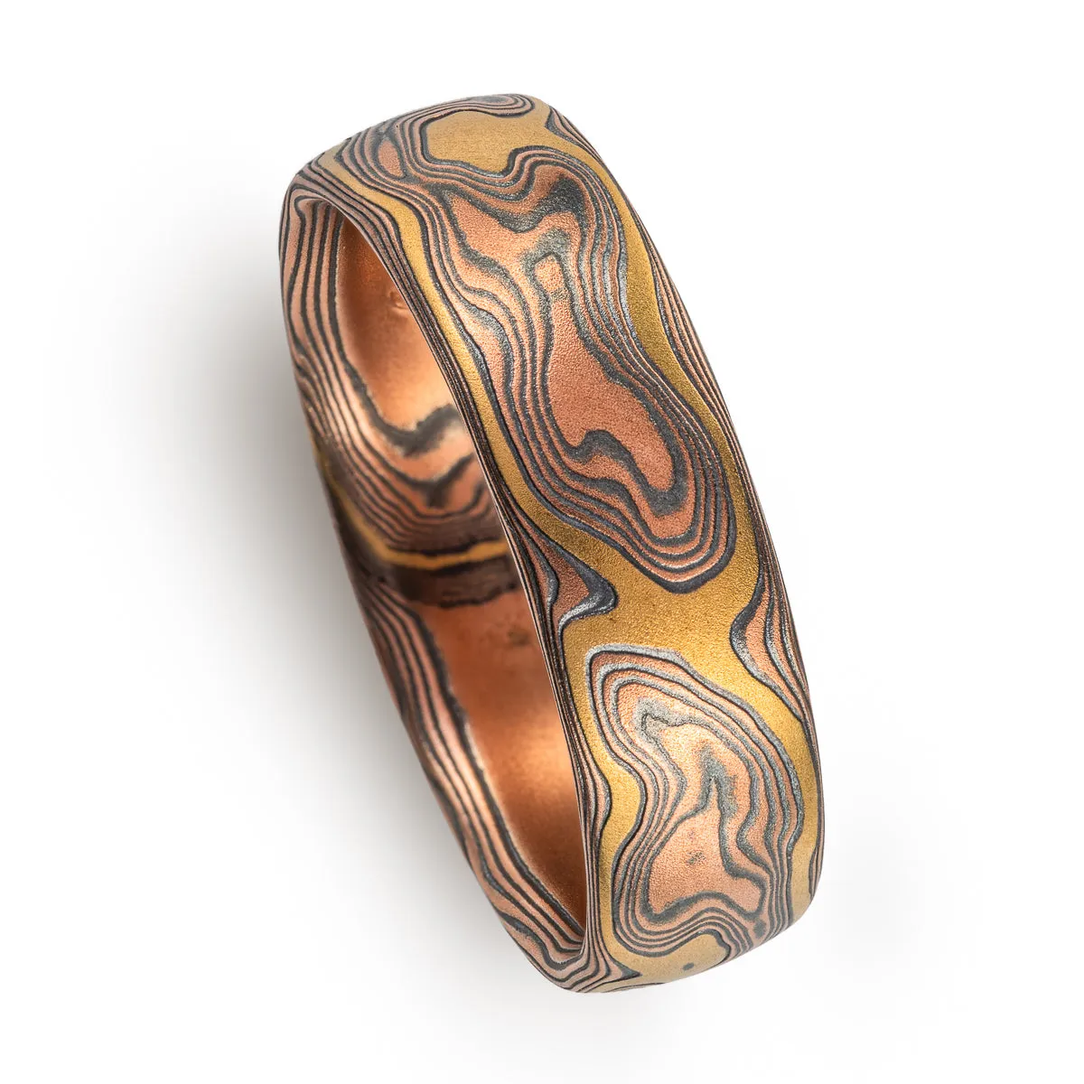 Unique Yellow Gold Stratum Woodgrain Ring