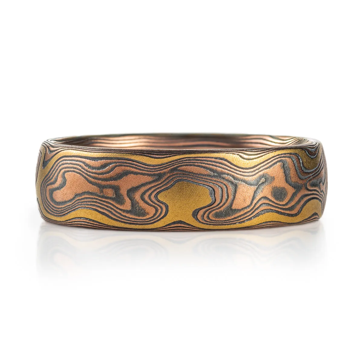 Unique Yellow Gold Stratum Woodgrain Ring