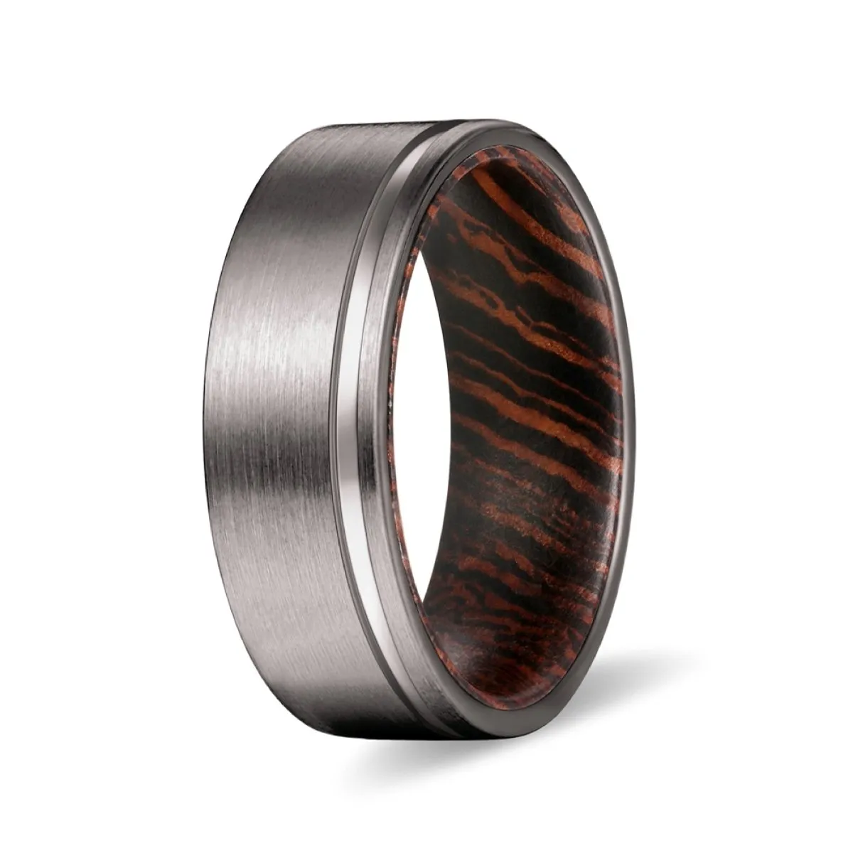 VIRTUOUS | Wenge Wood, Gunmetal Tungsten Offset Groove