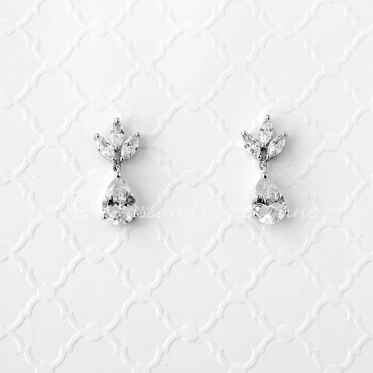 Wedding Earrings with CZ Pear Drop