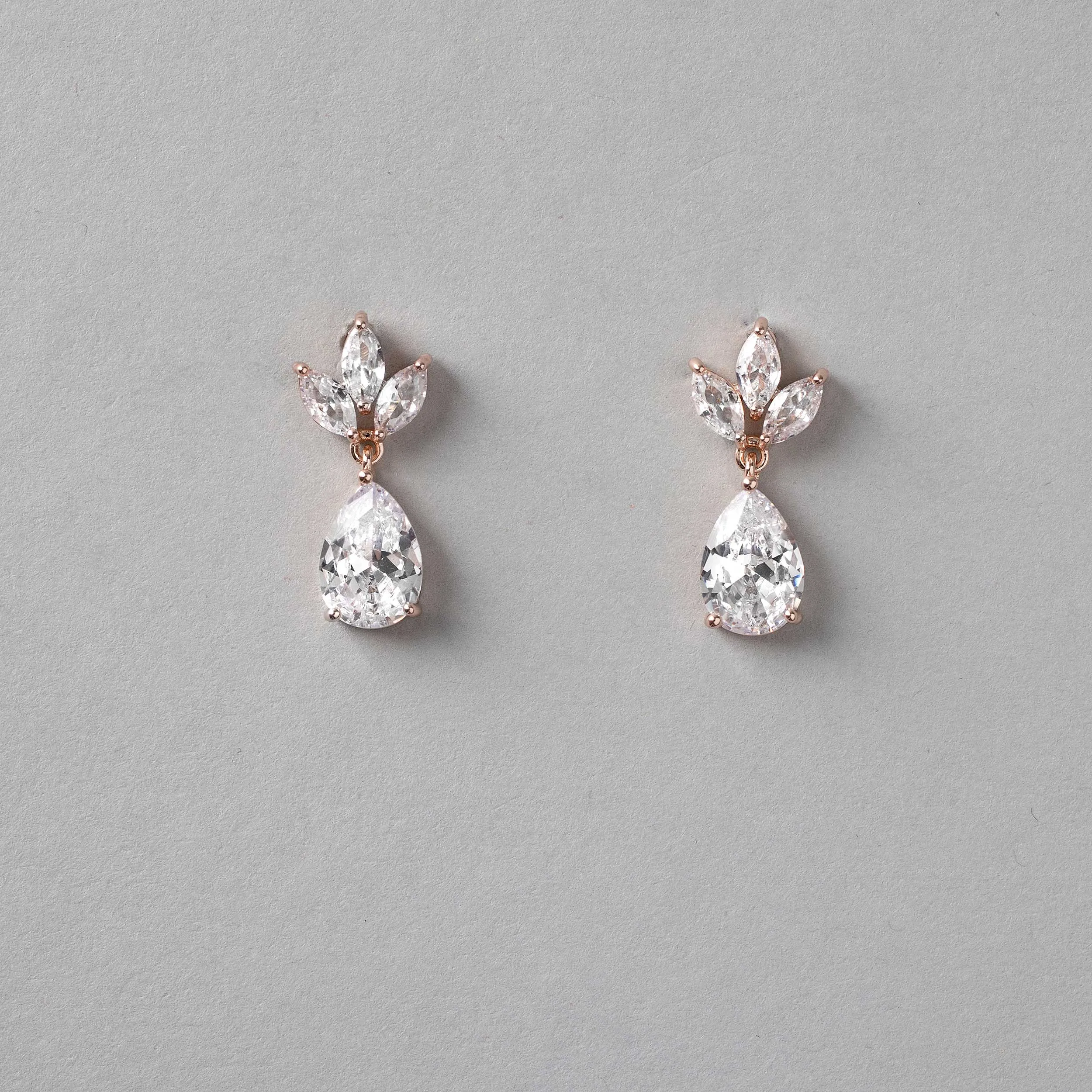 Wedding Earrings with CZ Pear Drop