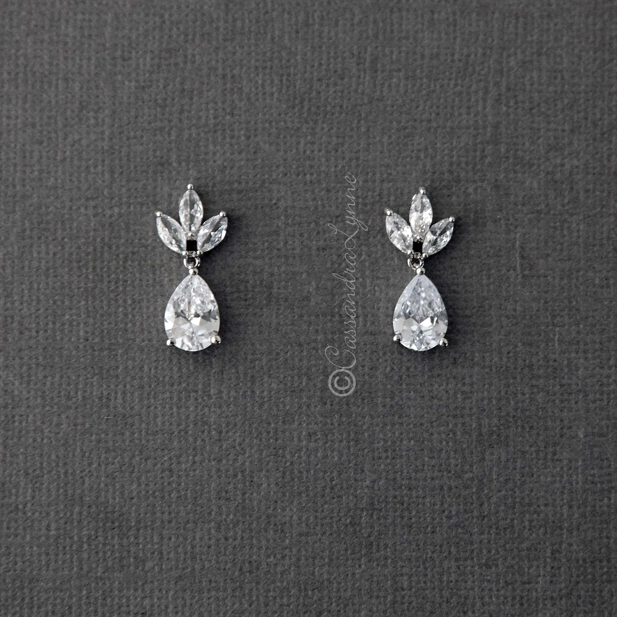 Wedding Earrings with CZ Pear Drop