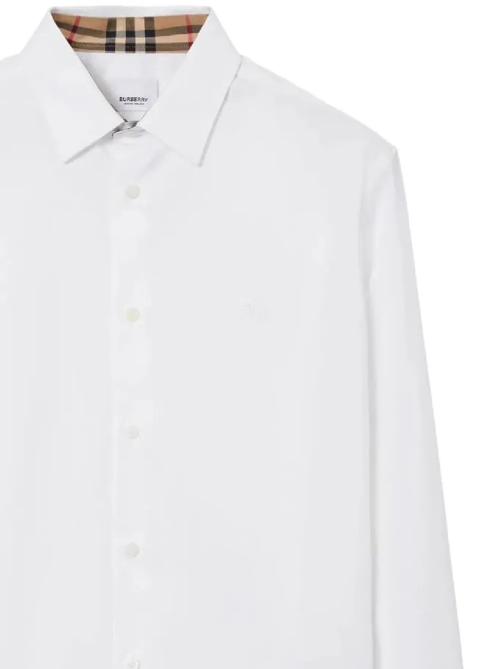 White Cotton Check Print Shirt