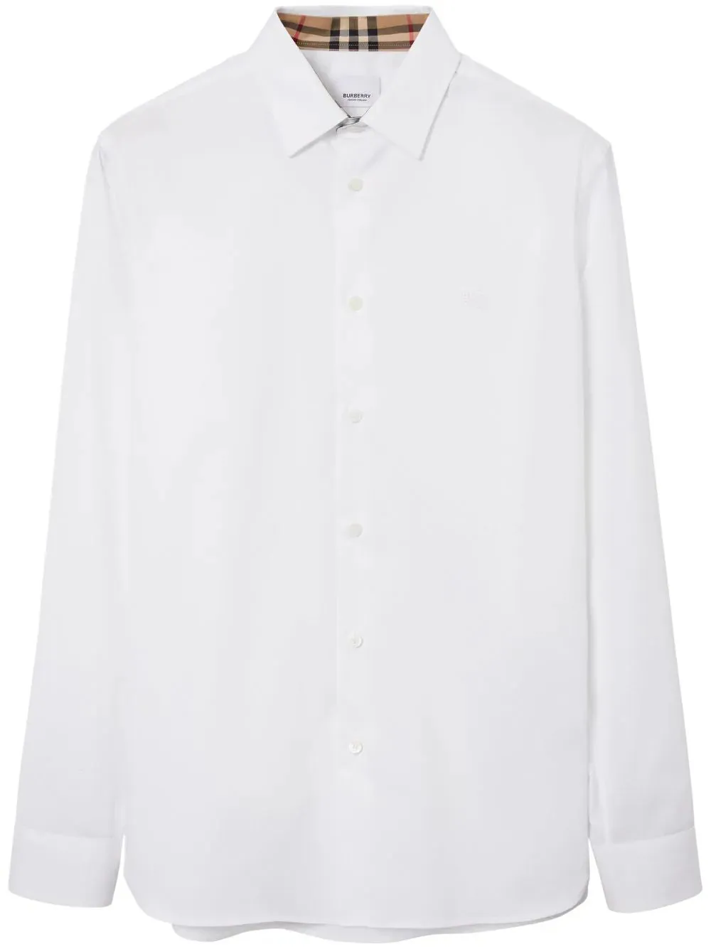 White Cotton Check Print Shirt