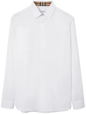 White Cotton Check Print Shirt