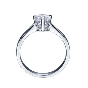 White Gold Plated Silver Solitaire Moissanite Ring 0.8ct