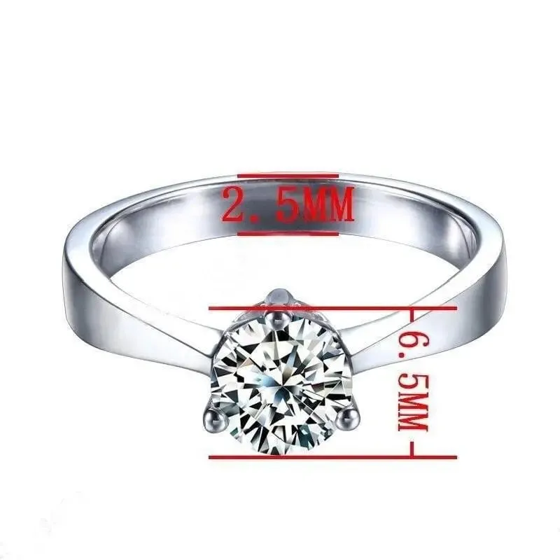 White Gold Plated Silver Solitaire Moissanite Ring 0.8ct