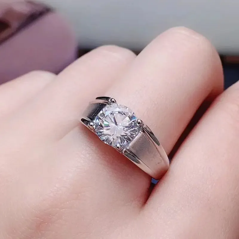 White Gold Plated Wide Band Moissanite Ring 1ct