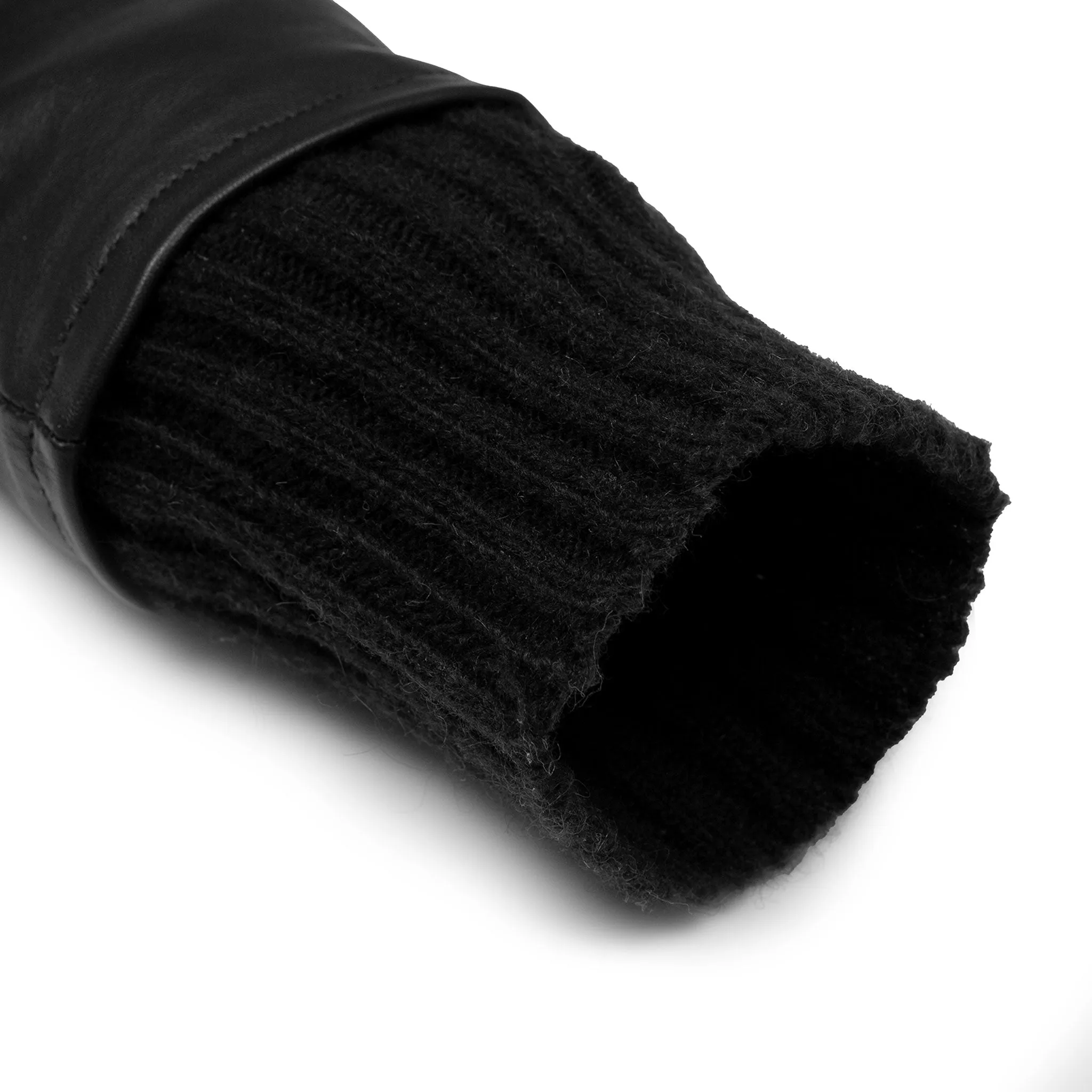 Women’s Fingerless Leather Mittens with Knitted Cuffs