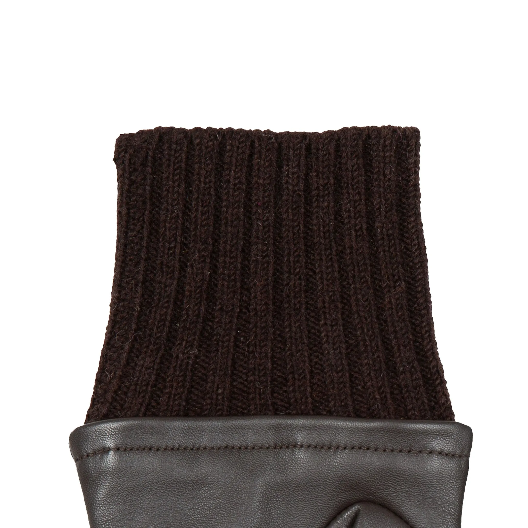 Women’s Fingerless Leather Mittens with Knitted Cuffs