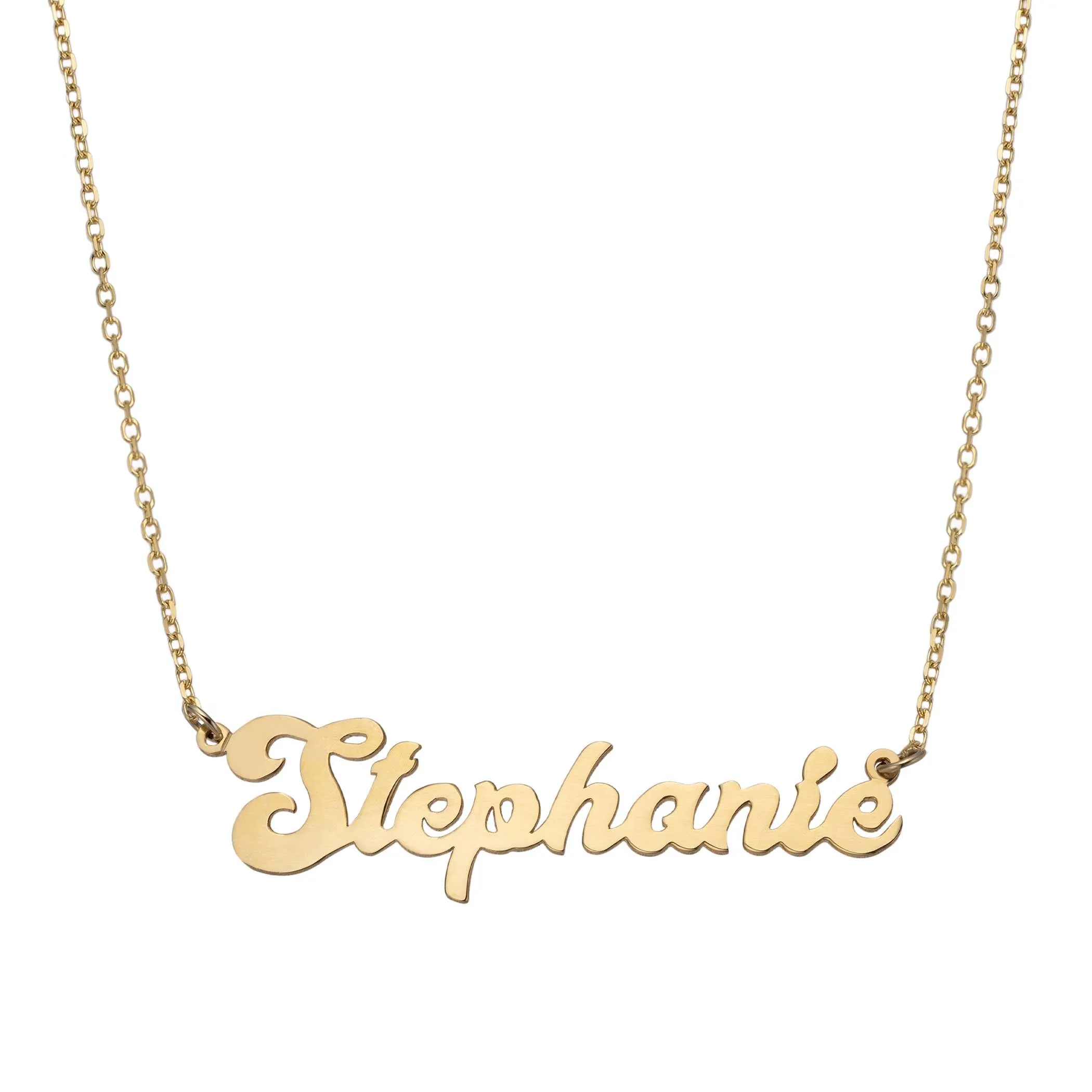 Women's Name Plate Necklace 14K Gold - Style 186