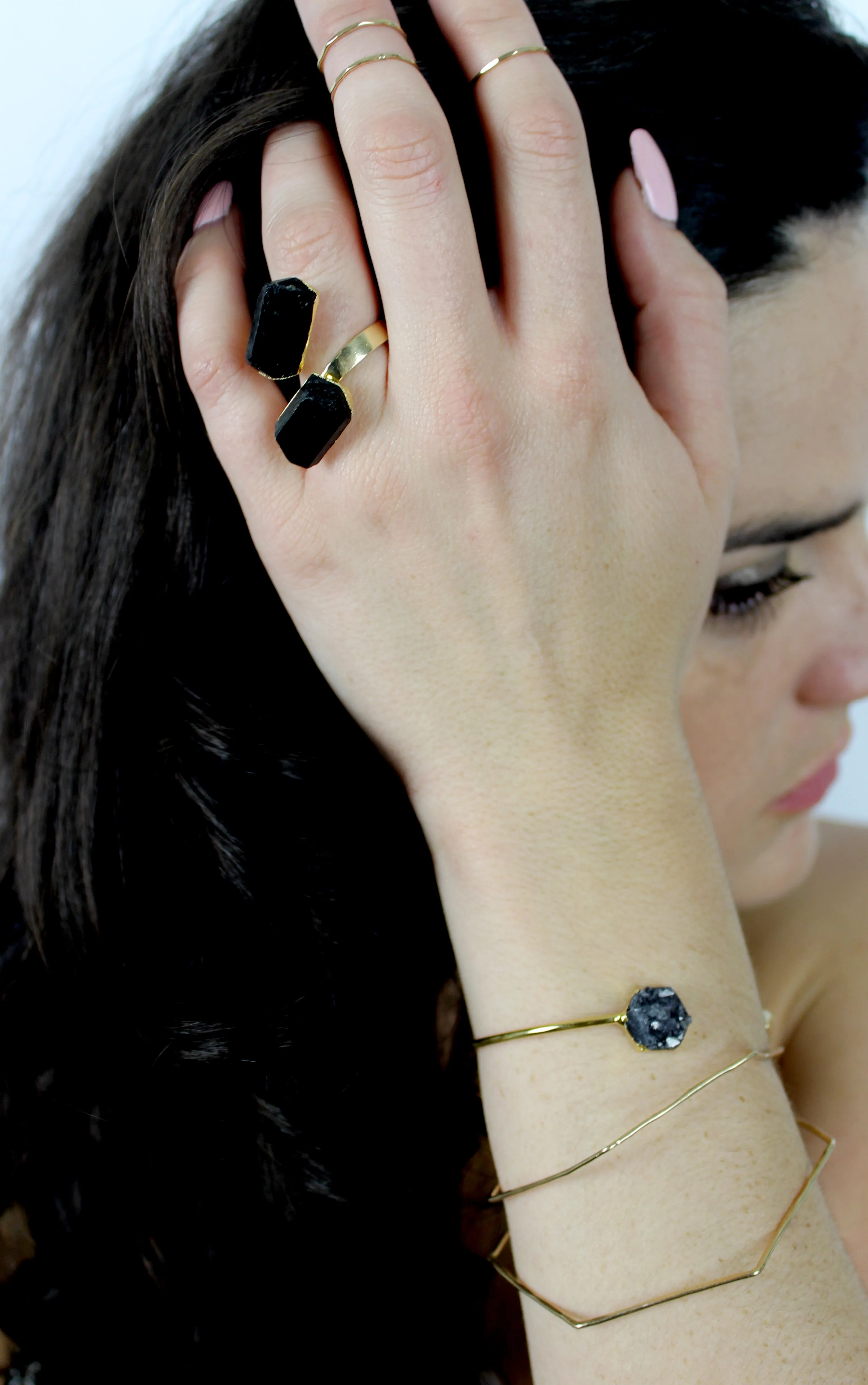 Wonder Often // Hexagon Hammered Bracelet, Gold or Sterling Silver, Modern Bohemian // BH-B001